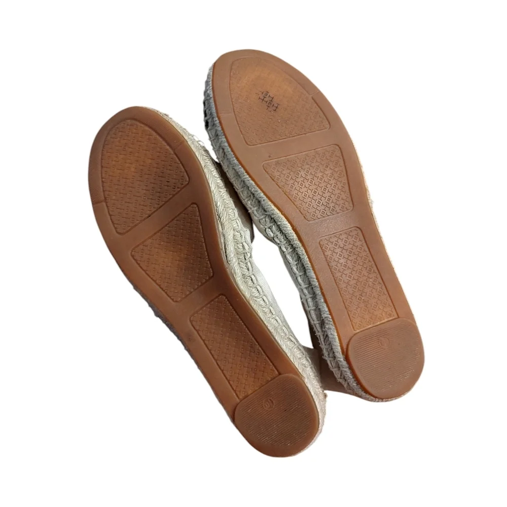 Tory Burch Black and Cream Canvas Espadrilles